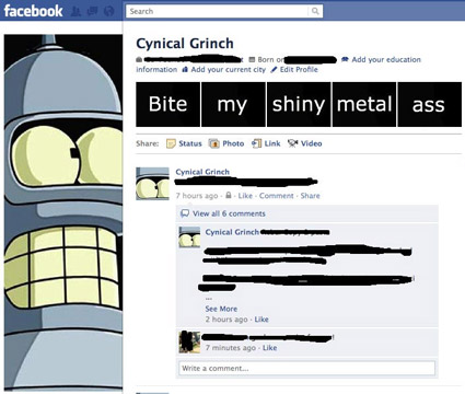 Cool Facebook profile of Cynical Grinch